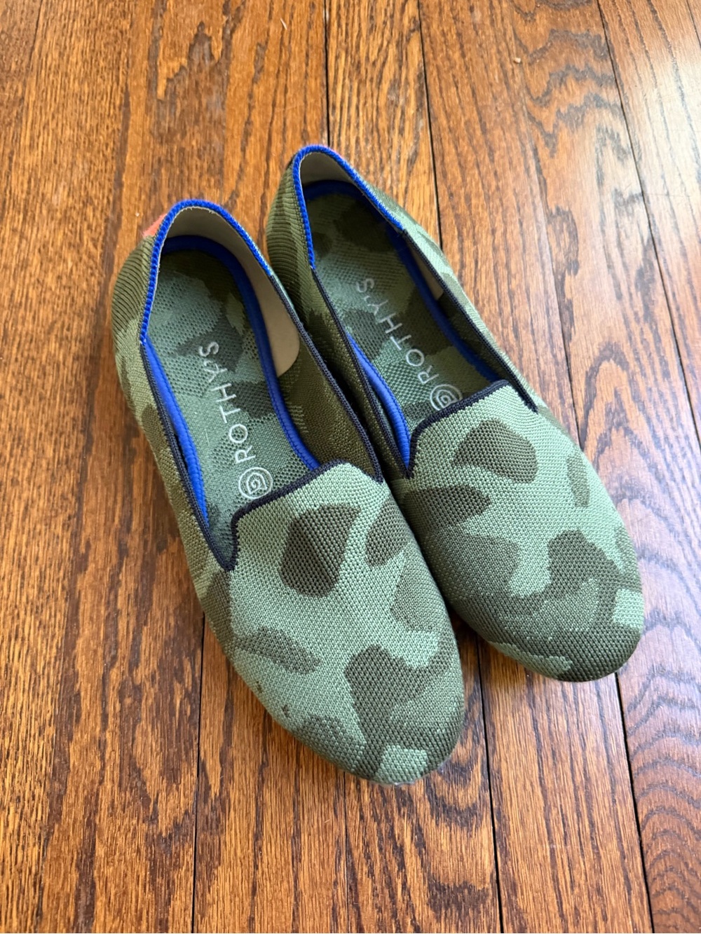 Rothy's Green Camouflage Knit Slip-Ons - Picture 2 of 4